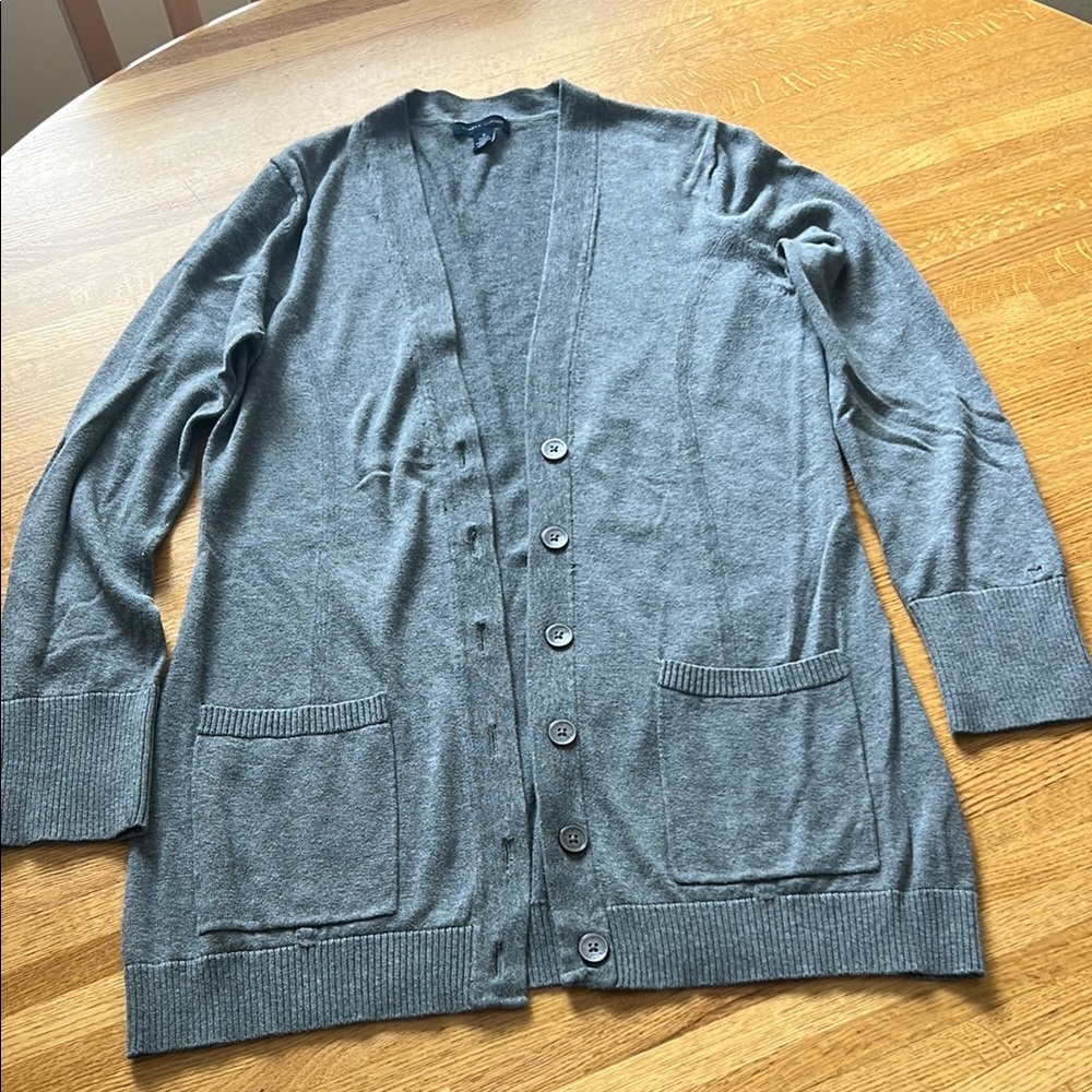 Tommy Hilfiger Gray Knit Cardigan Sweater